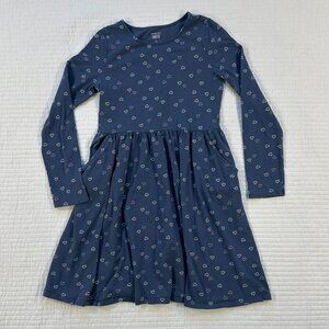 Jumping Beans All Day Play Dress Girls 10 Blue Heart Print Long Sleeve Pockets